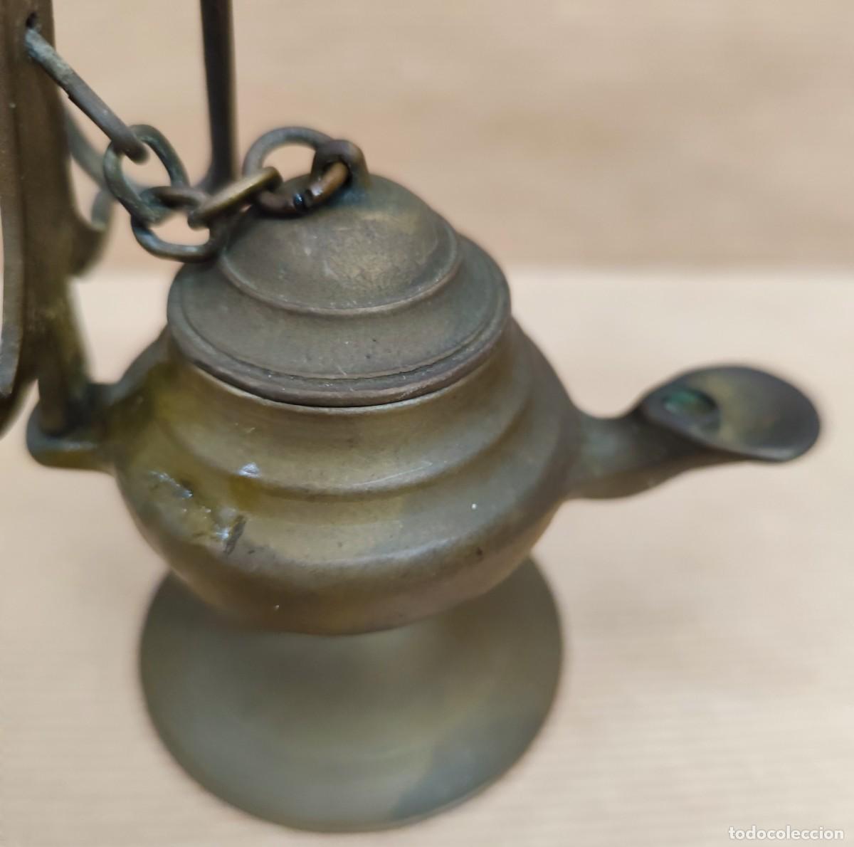 Antig&uuml;edades: L&aacute;mpara de aceite en bronce - Foto 7