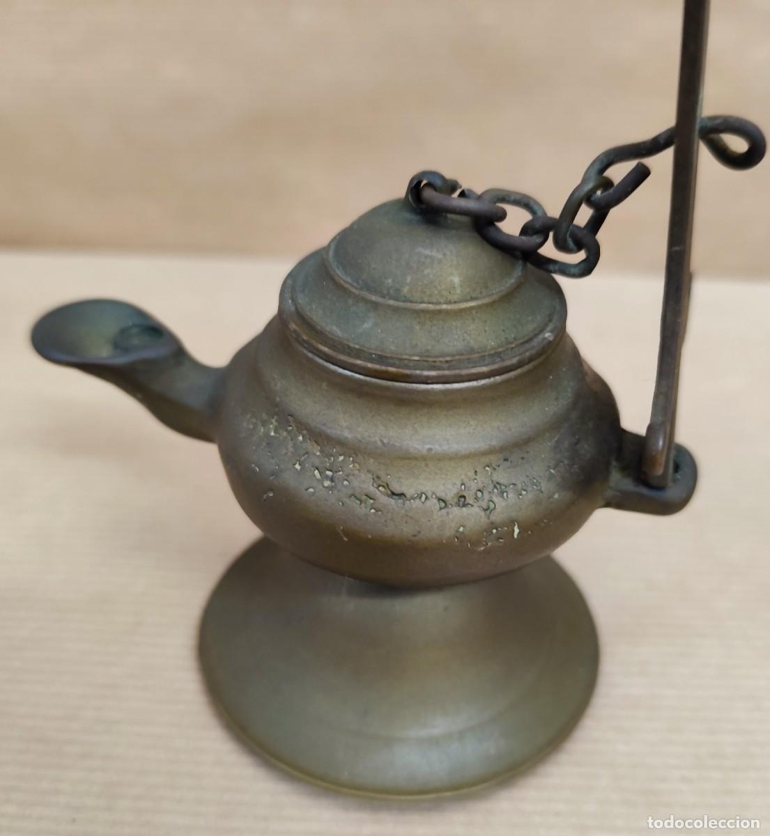 Antig&uuml;edades: L&aacute;mpara de aceite en bronce - Foto 9