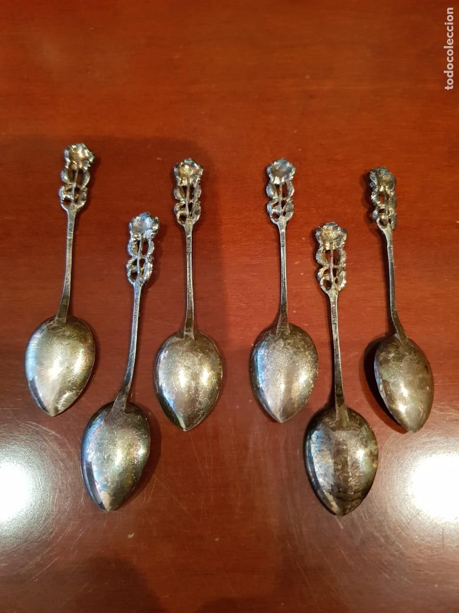 Antig&uuml;edades: LOTE DE 6 CUCHARAS DE ALPACA - Foto 2