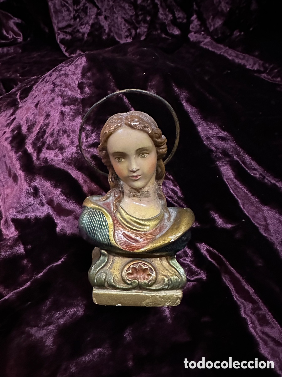 Antig&uuml;edades: Bonito busto de la Virgen en yeso - Foto 2