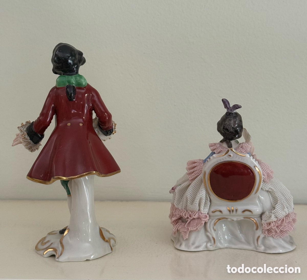 Antig&uuml;edades: Pareja de porcelana de Dresden - Foto 2