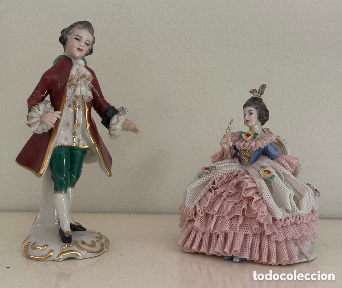 Antig&uuml;edades: Pareja de porcelana de Dresden - Foto 1