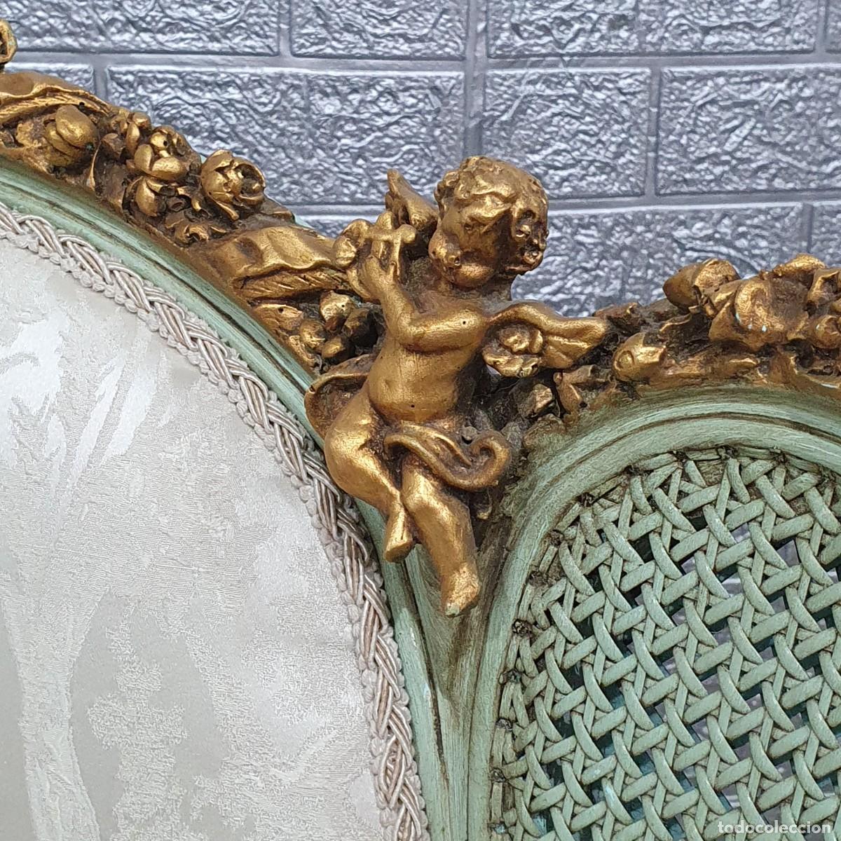 Antig&uuml;edades: Sofa, sillon estilo rococo madera tallada con pan de oro - Foto 4