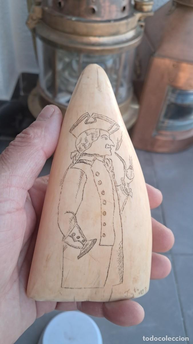 Antig&uuml;edades: Colmillo tallado cetaceo - Foto 1