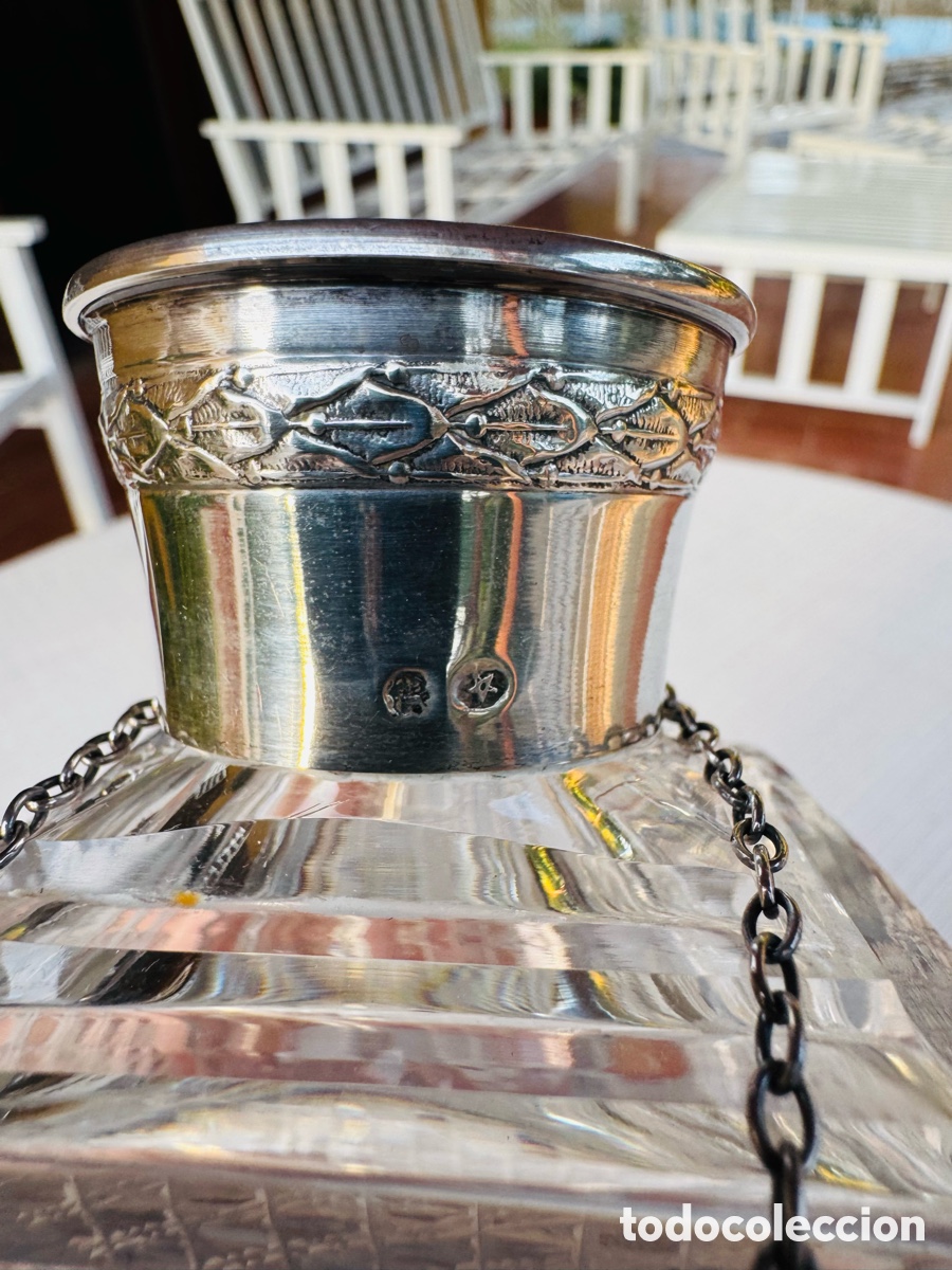 Antig&uuml;edades: Botella licorera de cristal de roca y plata - Foto 3