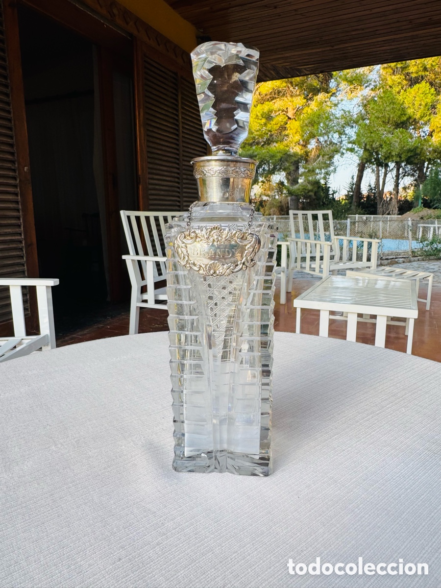 Antig&uuml;edades: Botella licorera de cristal de roca y plata - Foto 1
