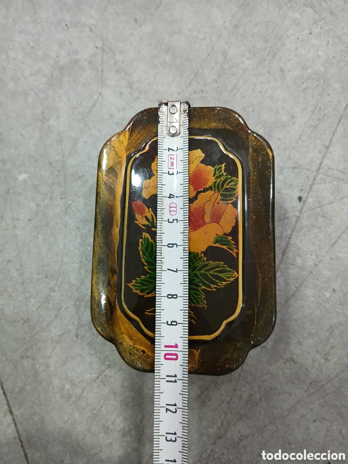 Antig&uuml;edades: Caja en laca con flores. (L3) - Foto 2