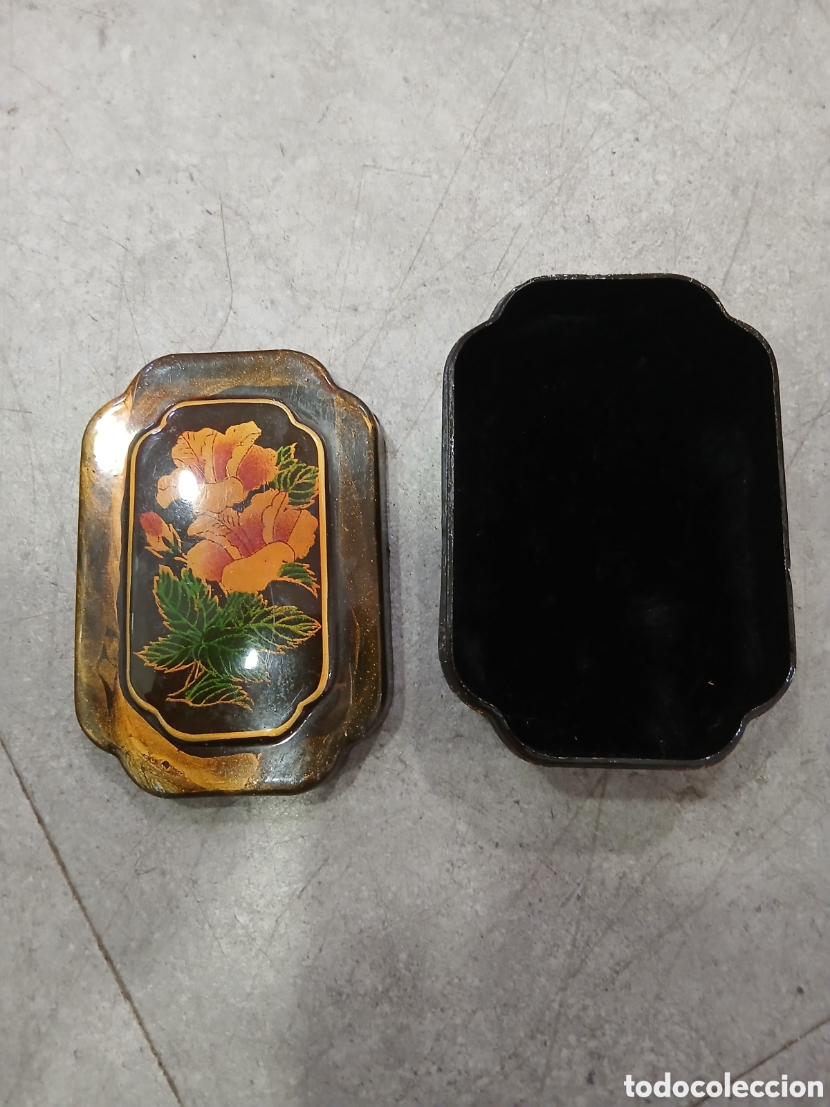 Antig&uuml;edades: Caja en laca con flores. (L3) - Foto 3