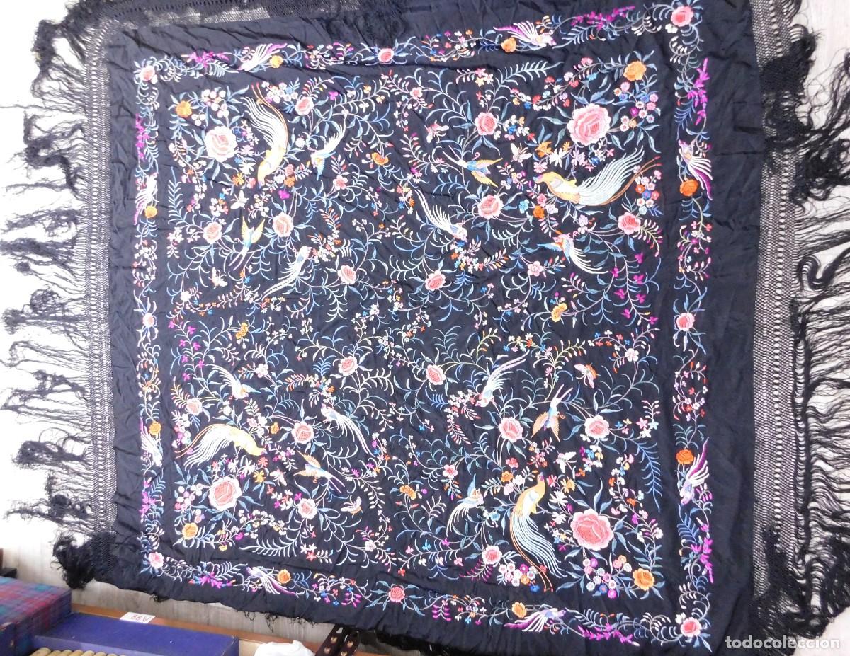 Antig&uuml;edades: MANT&Oacute;N DE MANILA BORDADO A MANO - Foto 4