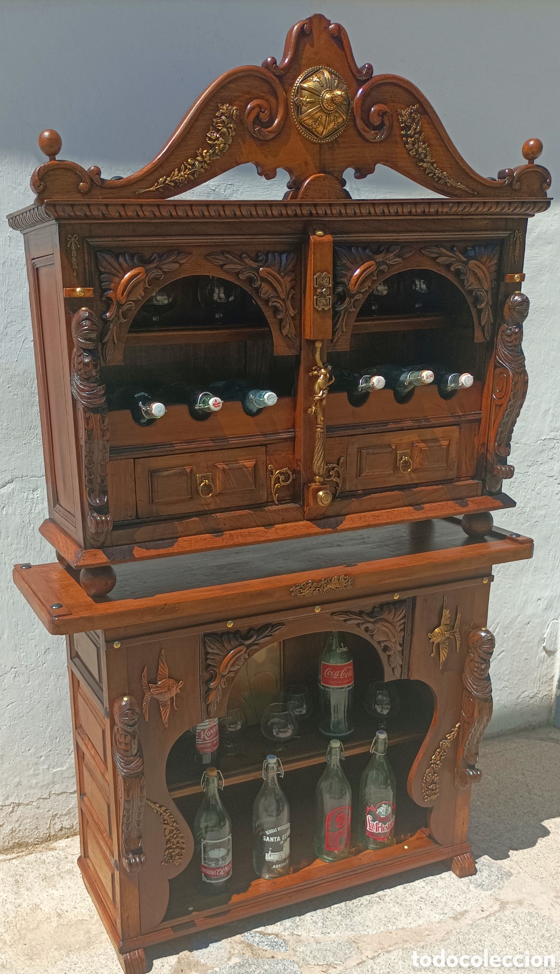 Antig&uuml;edades: Mueble botellero de madera - Foto 2