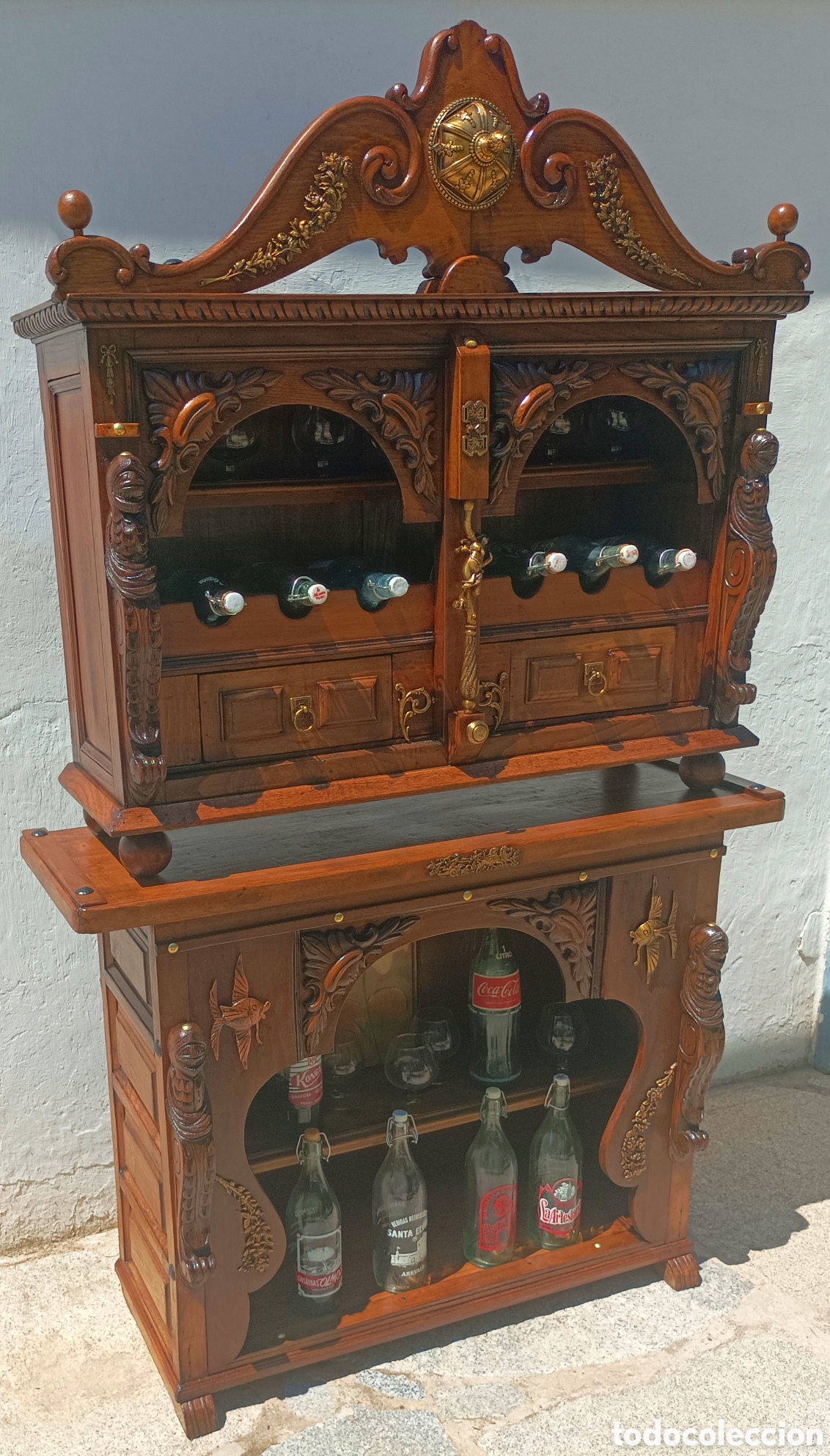 Antig&uuml;edades: Mueble botellero de madera - Foto 6
