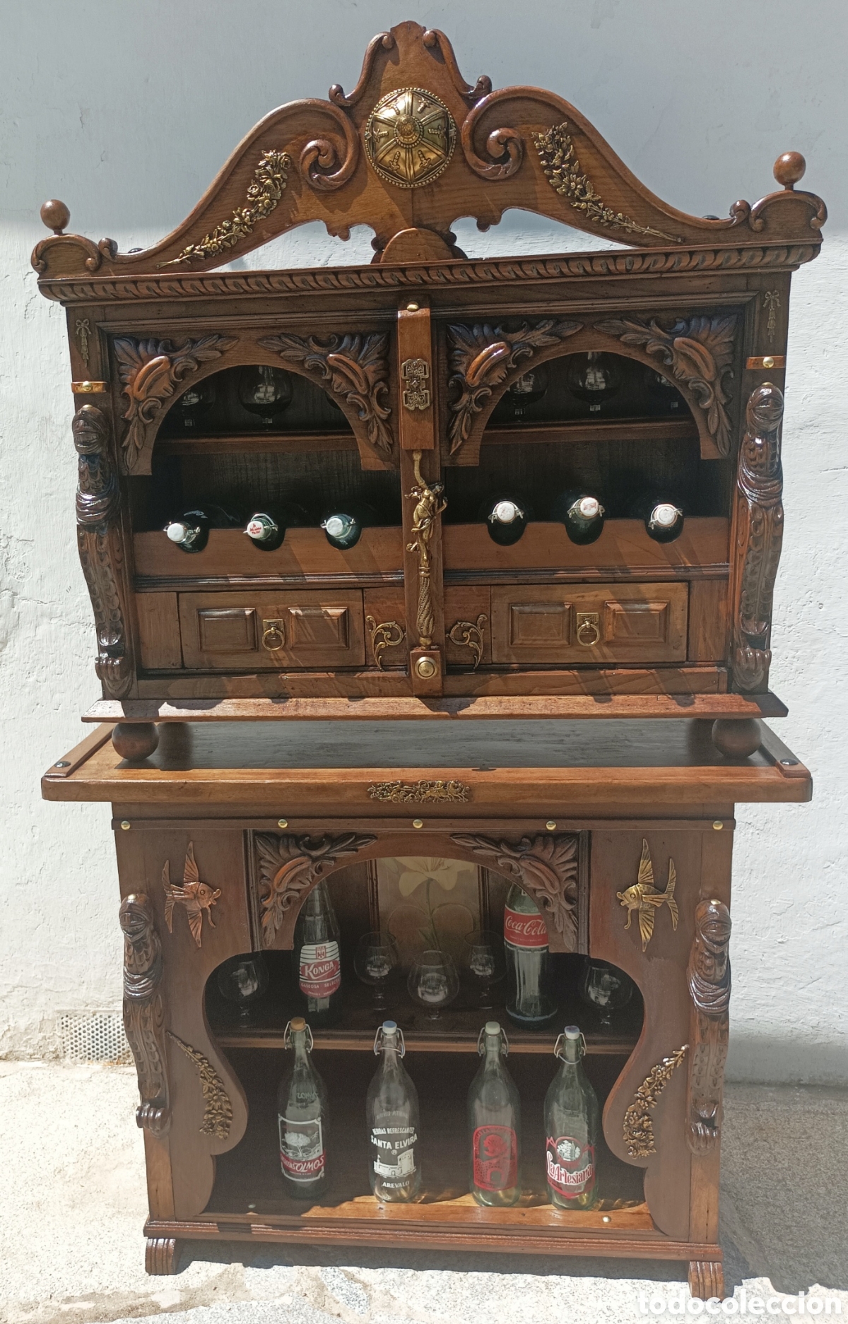 Antig&uuml;edades: Mueble botellero de madera - Foto 8