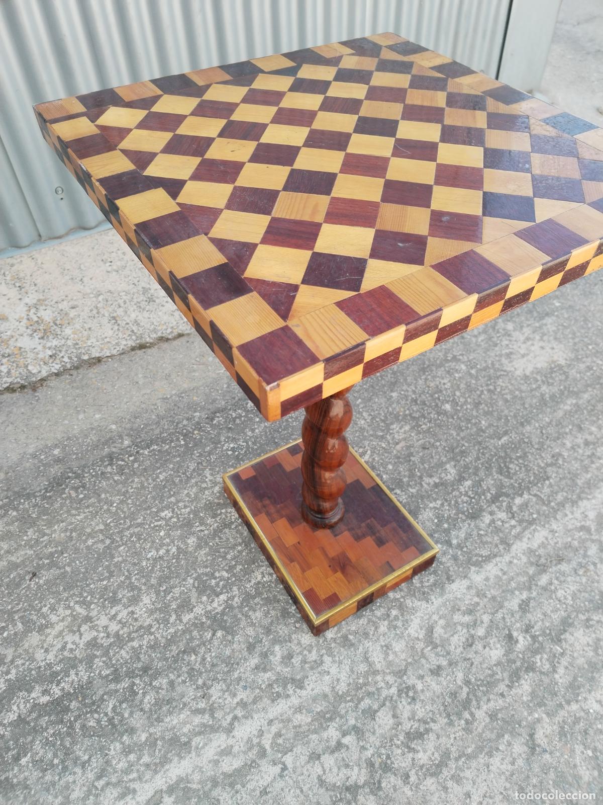 Antig&uuml;edades: mesa auxiliar de made con marqueteria - Foto 7