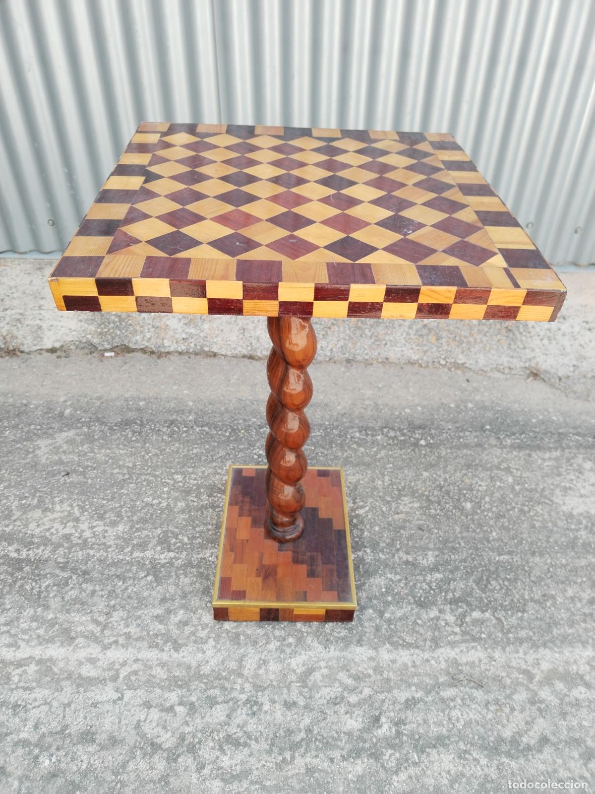 Antig&uuml;edades: mesa auxiliar de made con marqueteria - Foto 13