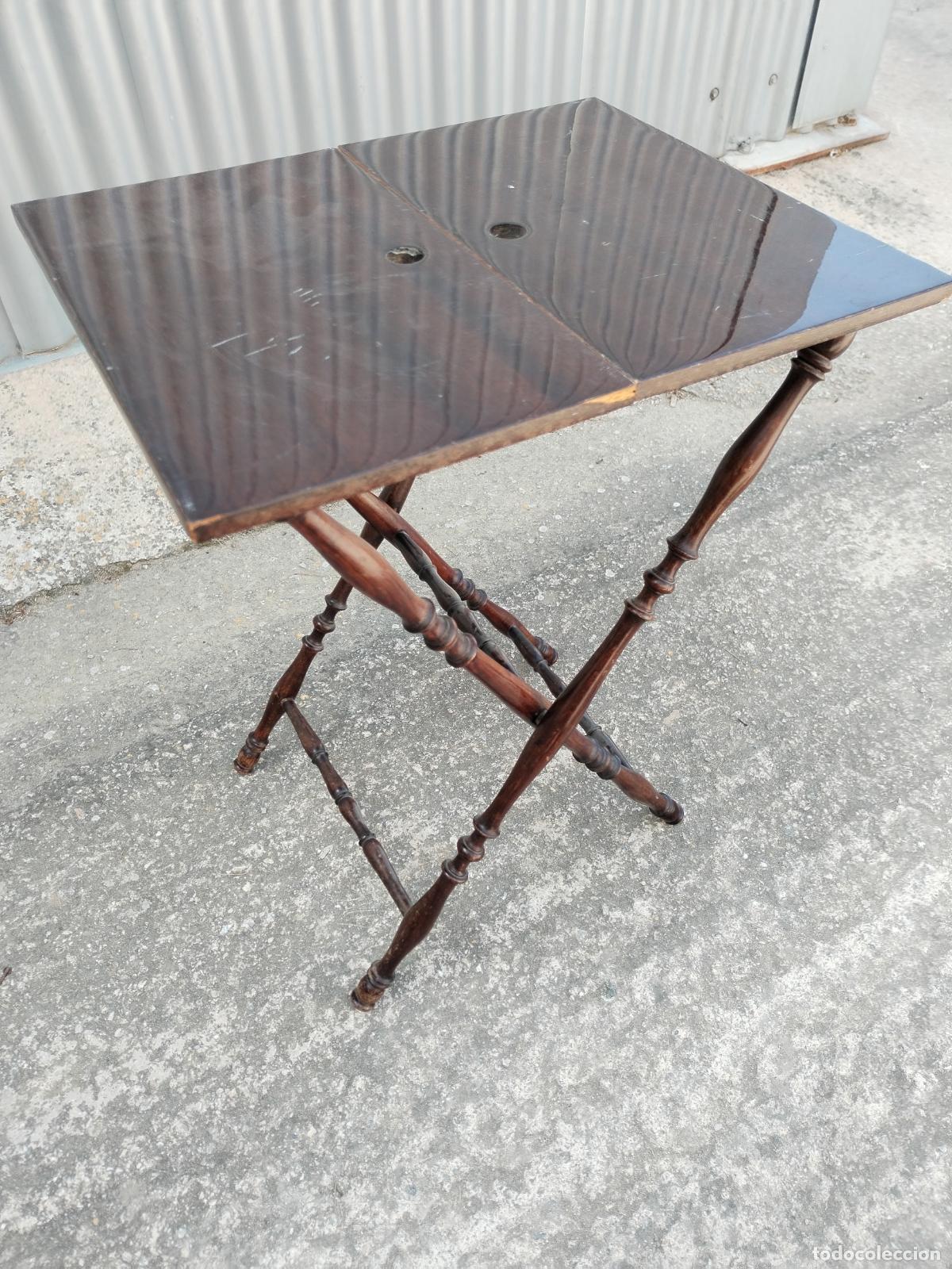 Antig&uuml;edades: antigua mesa plegable de madera - Foto 5