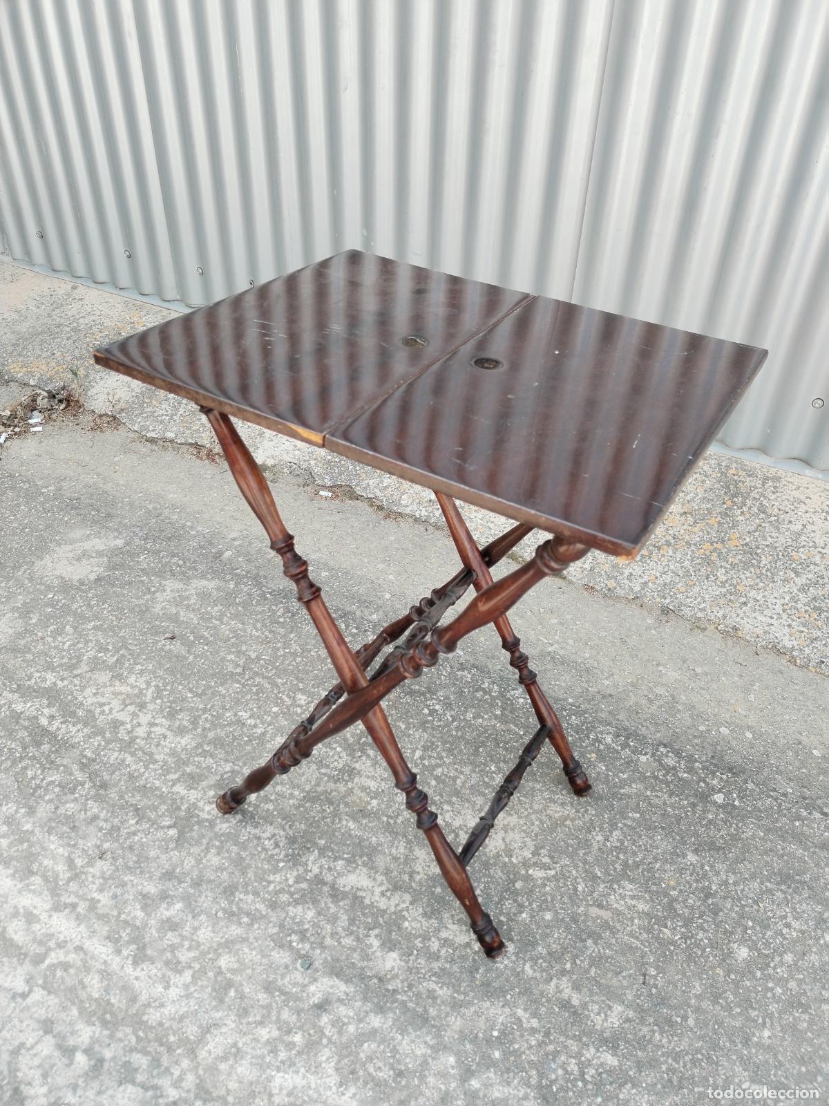 Antig&uuml;edades: antigua mesa plegable de madera - Foto 6