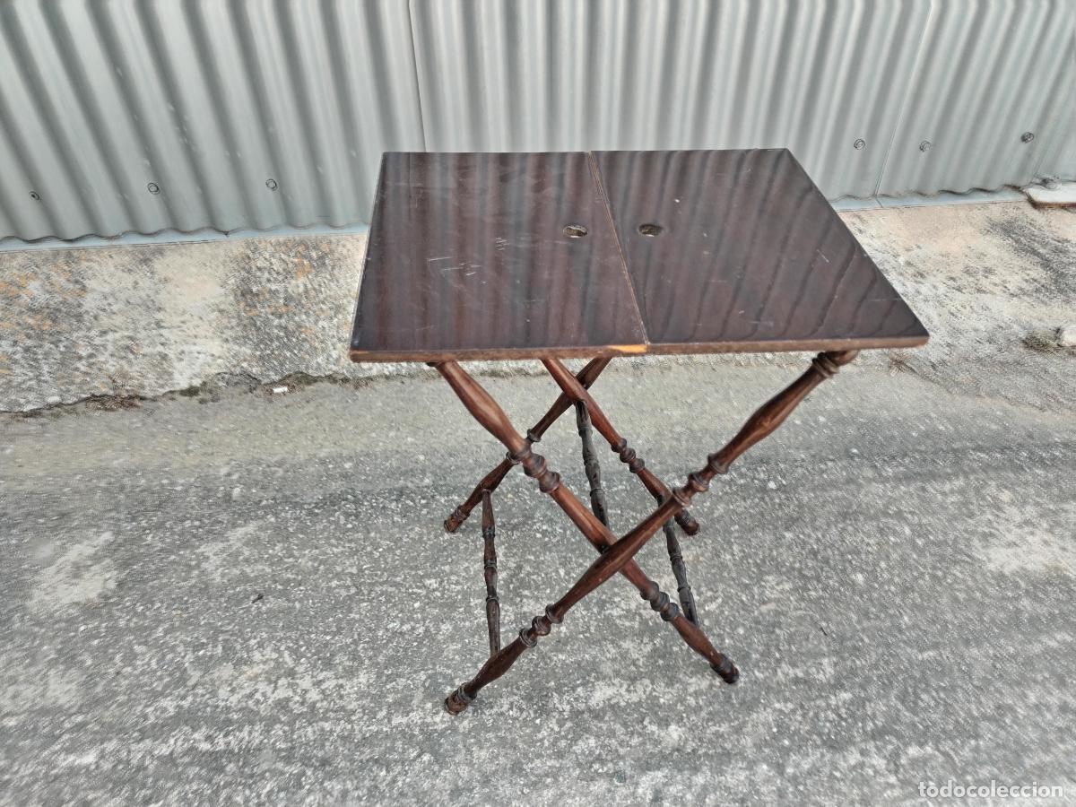 Antig&uuml;edades: antigua mesa plegable de madera - Foto 7