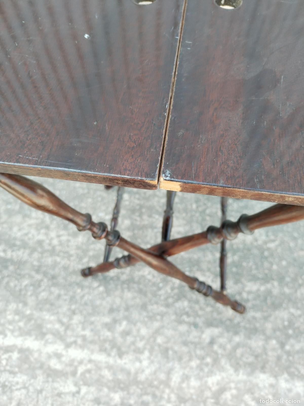 Antig&uuml;edades: antigua mesa plegable de madera - Foto 8