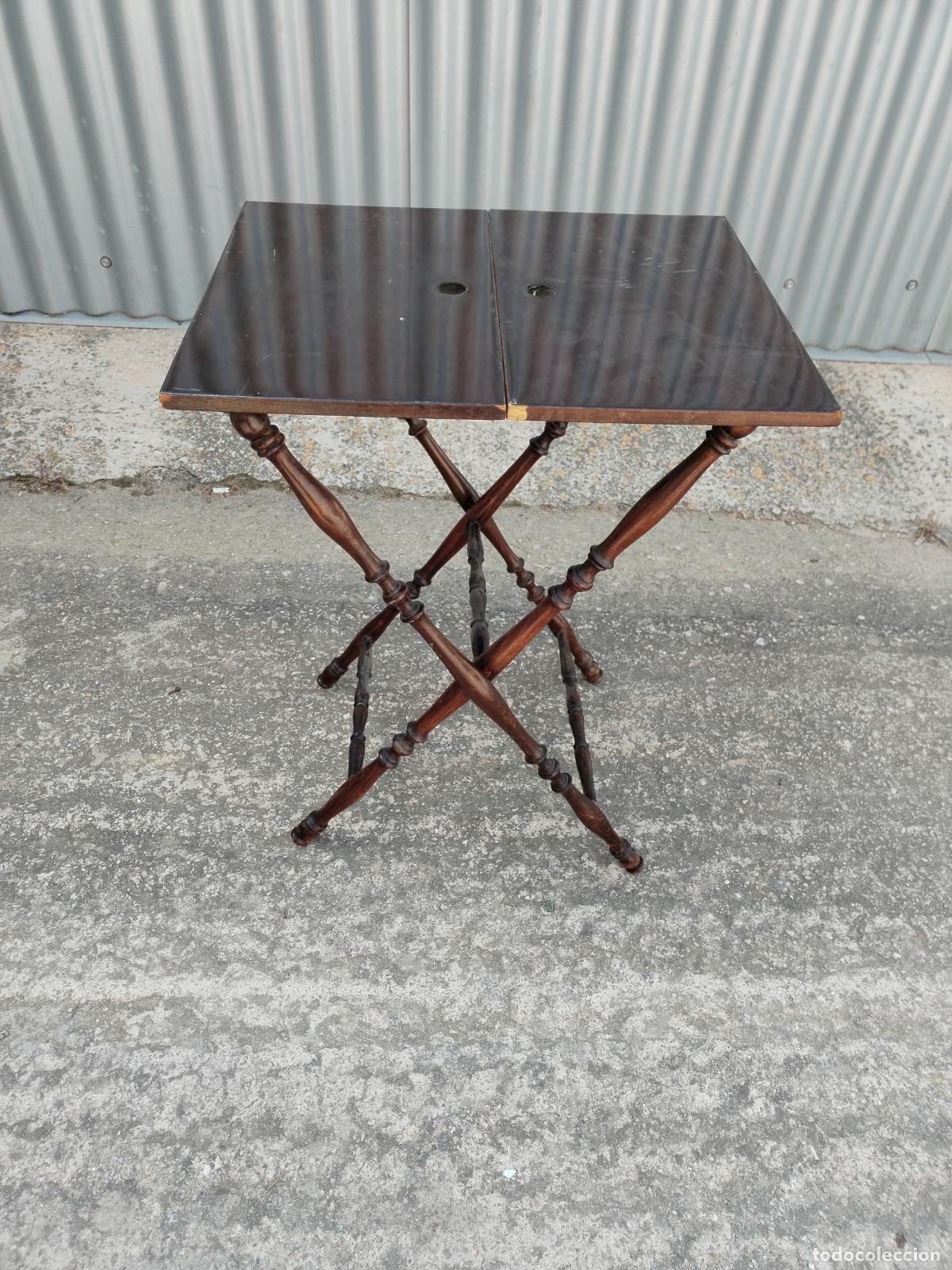 Antig&uuml;edades: antigua mesa plegable de madera - Foto 9