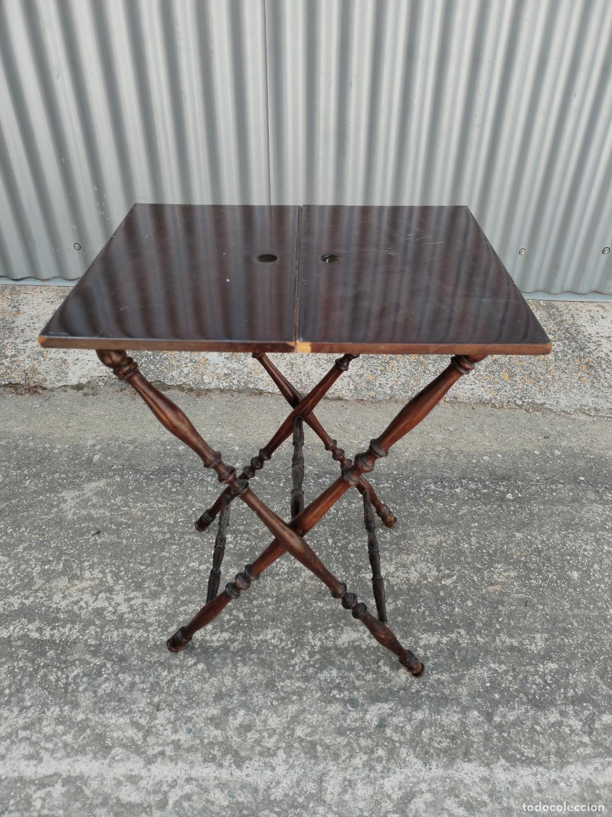 Antig&uuml;edades: antigua mesa plegable de madera - Foto 11