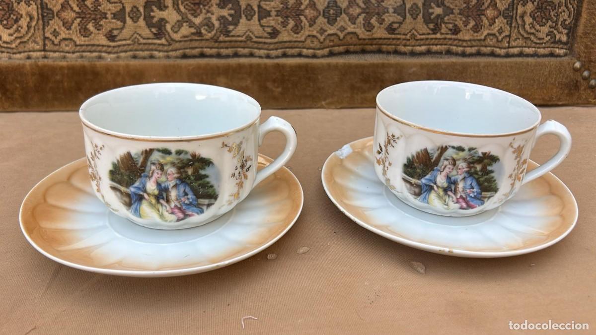 Antig&uuml;edades: TAZONES CON PLATO DE MAN LOTE 2 UDS. DE SANTA CLARA DE 10 CMS. DI&Aacute;METRO Y 8 DE ALTURA