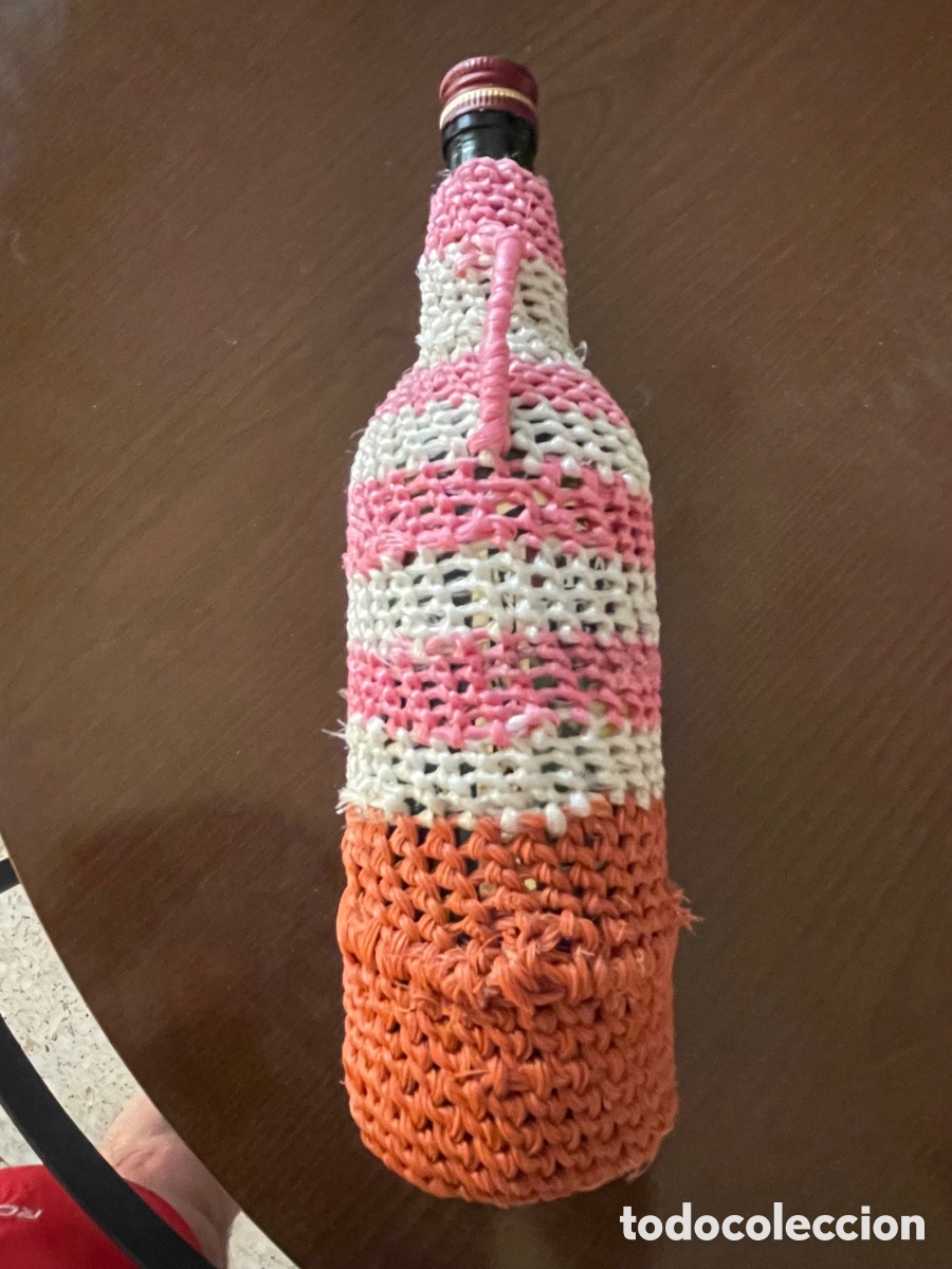 Antig&uuml;edades: Botella de cristal forrada a mano con cuerda - Foto 3