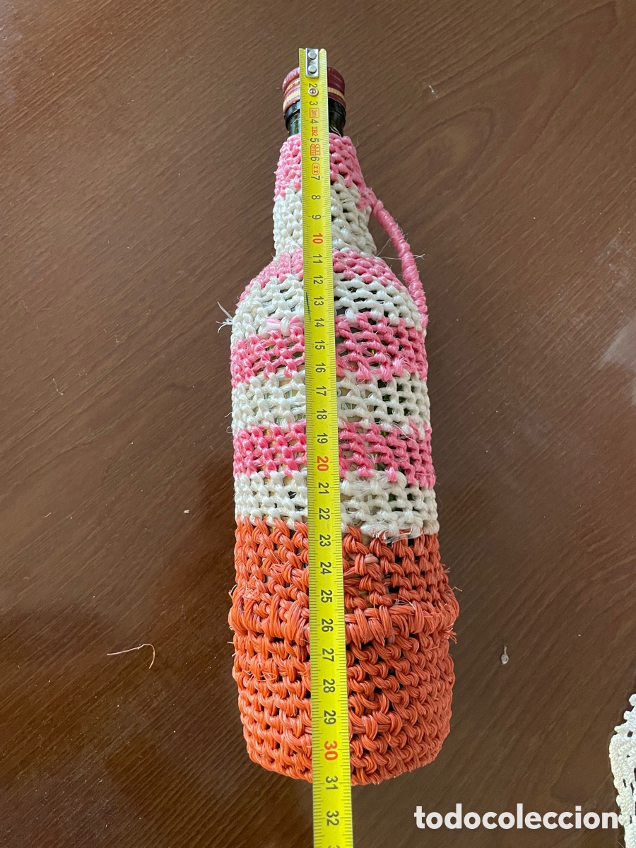 Antig&uuml;edades: Botella de cristal forrada a mano con cuerda - Foto 6
