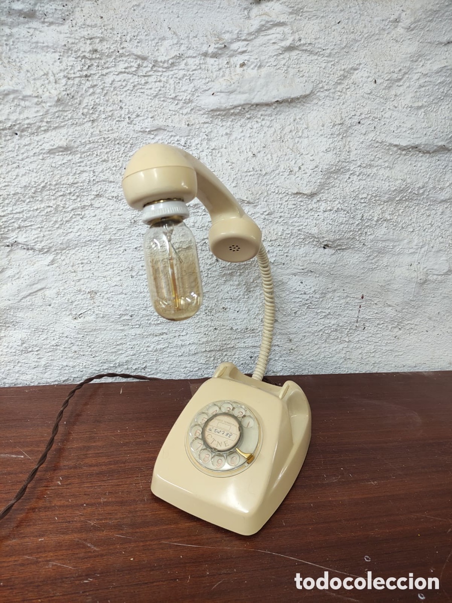 Antig&uuml;edades: L&aacute;mpara con base de tel&eacute;fono cl&aacute;sico - Foto 3