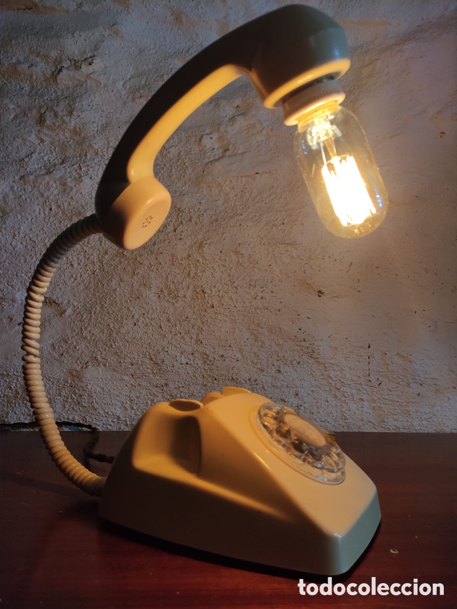 Antig&uuml;edades: L&aacute;mpara con base de tel&eacute;fono cl&aacute;sico - Foto 5