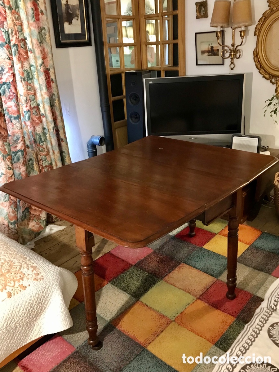 Antig&uuml;edades: Mesa de alas victoriana - Foto 6