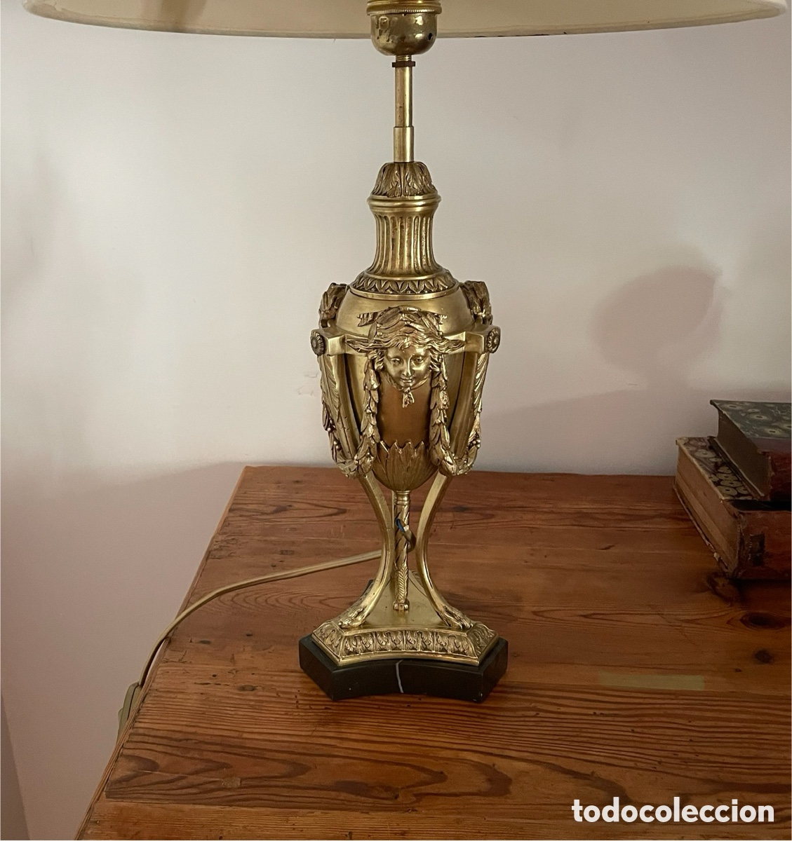Antig&uuml;edades: PIE L&Aacute;MPARA DE SOBREMESA BRONCE IMPERIO - Foto 1