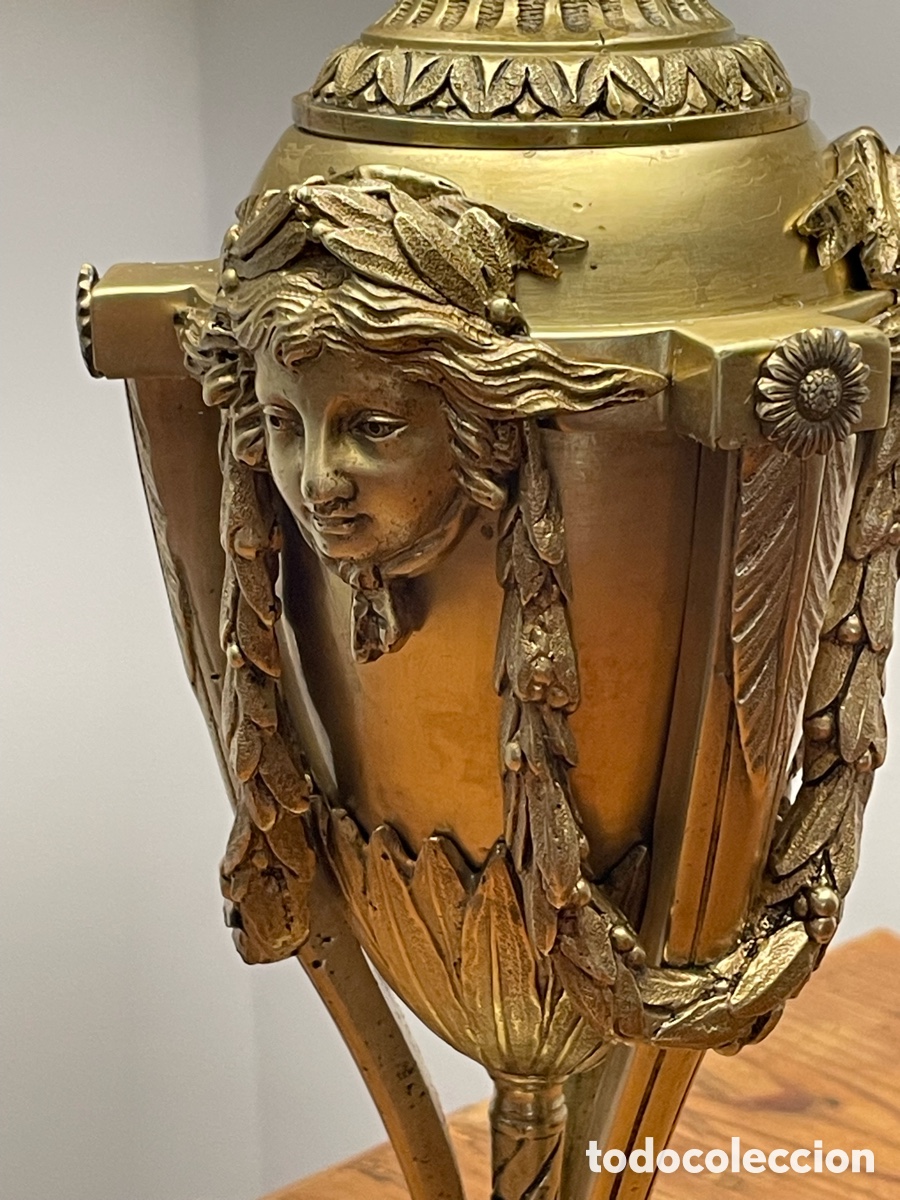 Antig&uuml;edades: PIE L&Aacute;MPARA DE SOBREMESA BRONCE IMPERIO - Foto 3