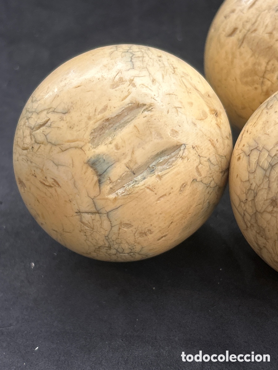Antig&uuml;edades: 3 Bolas de billar de Marfil S.XIX - Foto 2