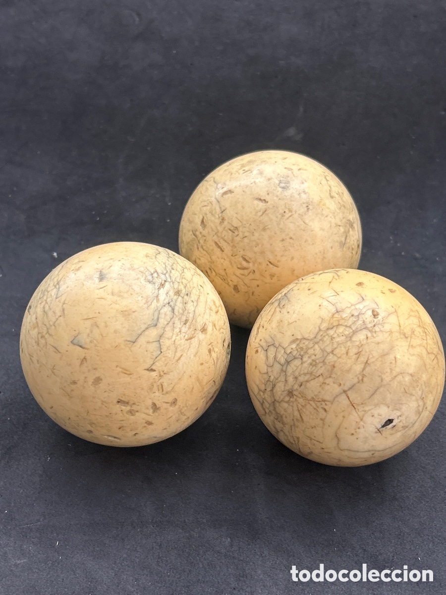 Antig&uuml;edades: 3 Bolas de billar de Marfil S.XIX