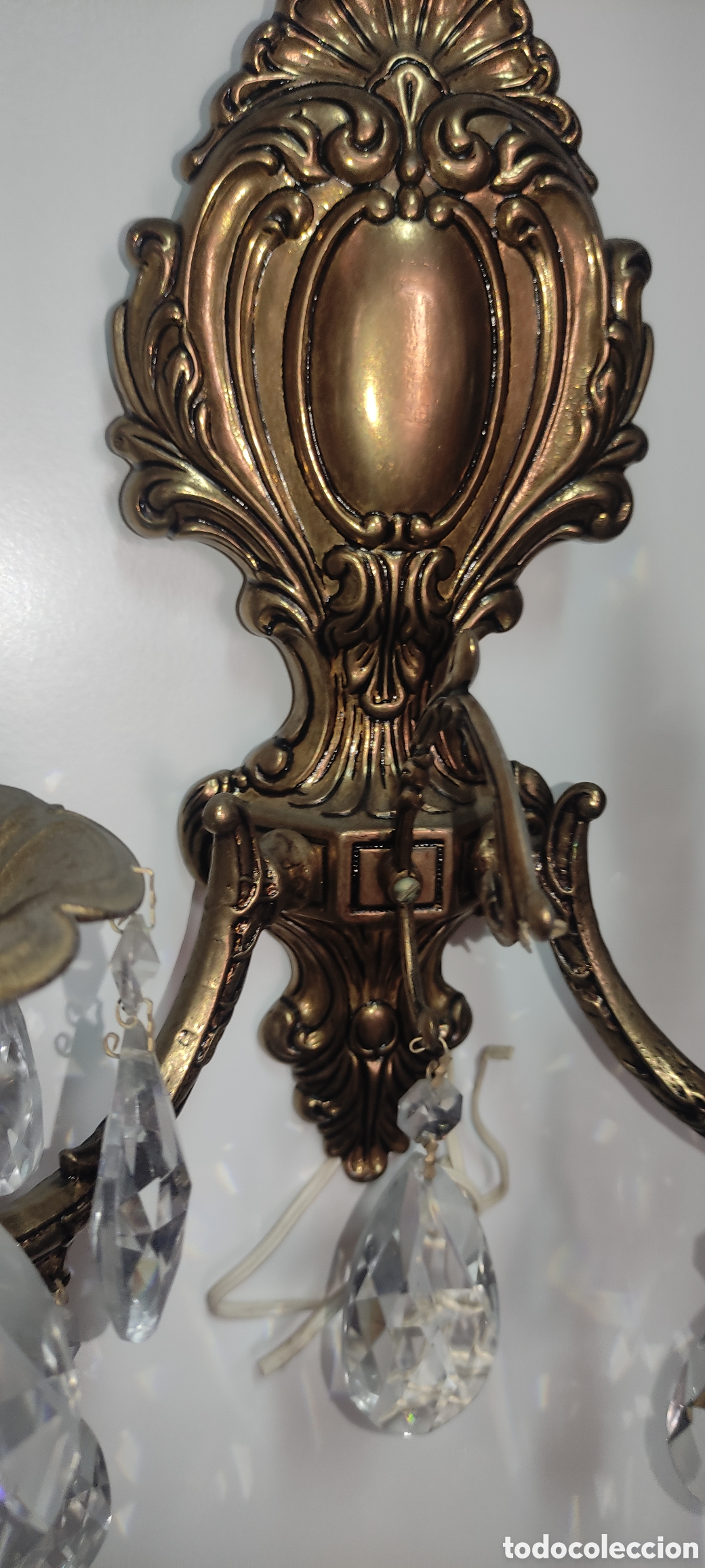 Antig&uuml;edades: Aplique de dos brazos de bronce - Foto 7
