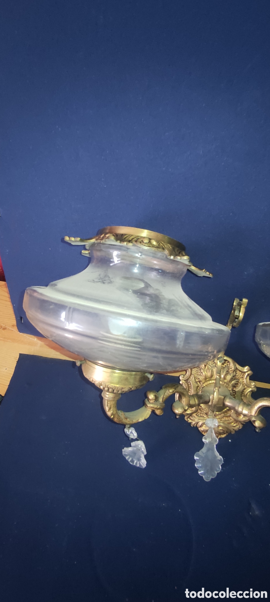 Antig&uuml;edades: Antiguo aplique de bronce con tulipas - Foto 5