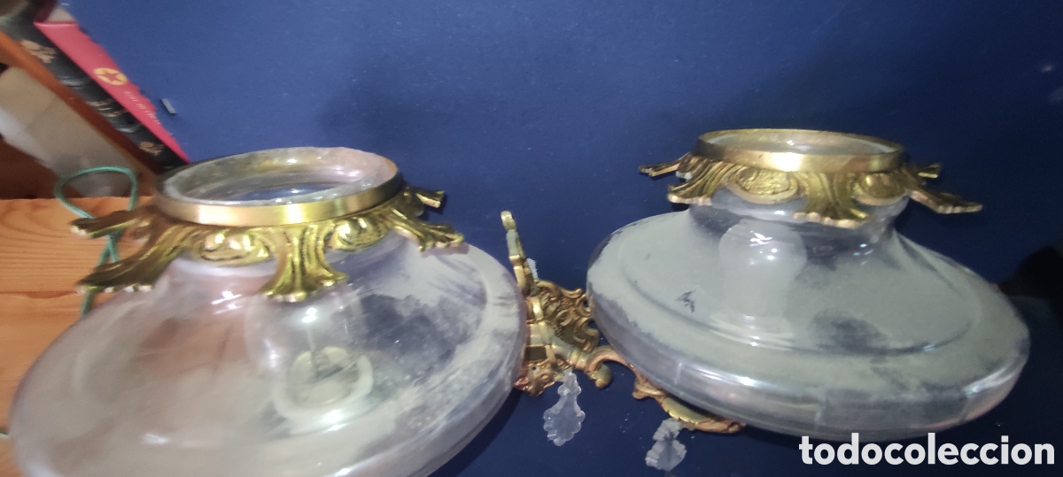 Antig&uuml;edades: Antiguo aplique de bronce con tulipas - Foto 8