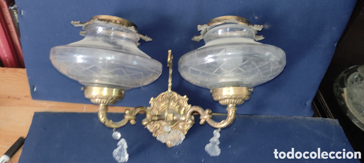 Antig&uuml;edades: Antiguo aplique de bronce con tulipas - Foto 11