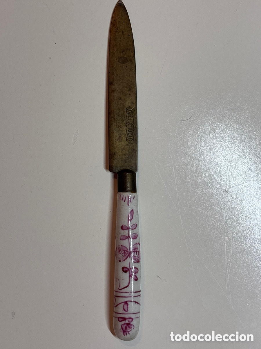 Antig&uuml;edades: Cuchillos de Bronce Mango Porcelana - Foto 1