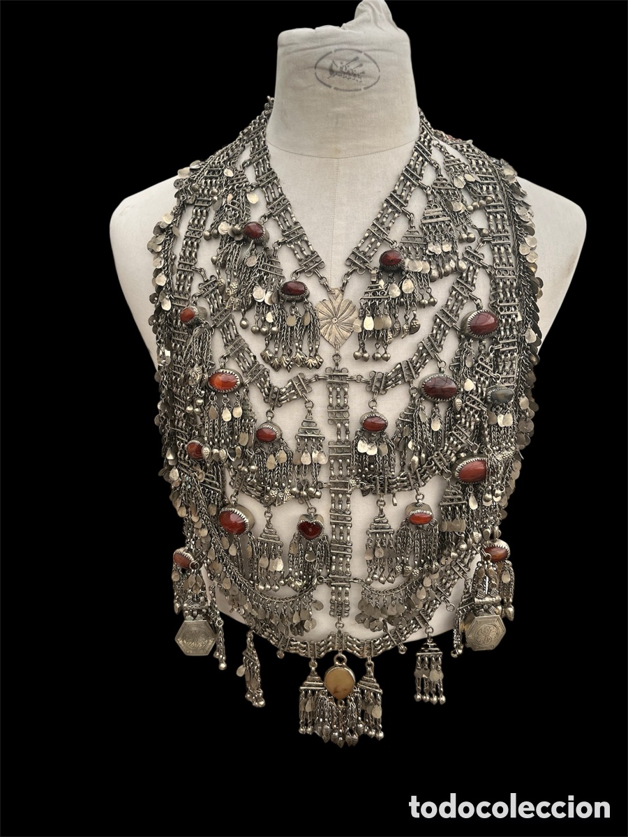Antig&uuml;edades: Collar de plata baja, turmalina y &aacute;gata. - Foto 2