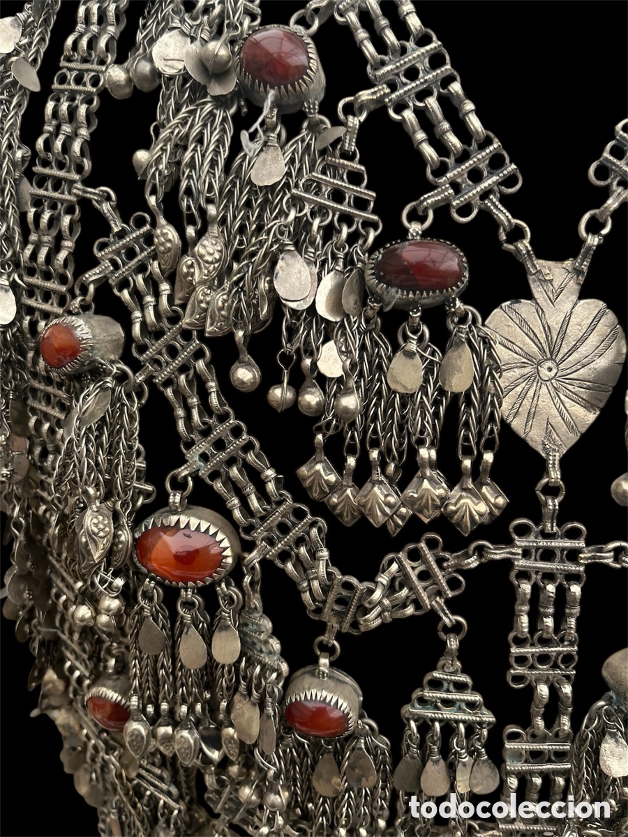 Antig&uuml;edades: Collar de plata baja, turmalina y &aacute;gata. - Foto 3
