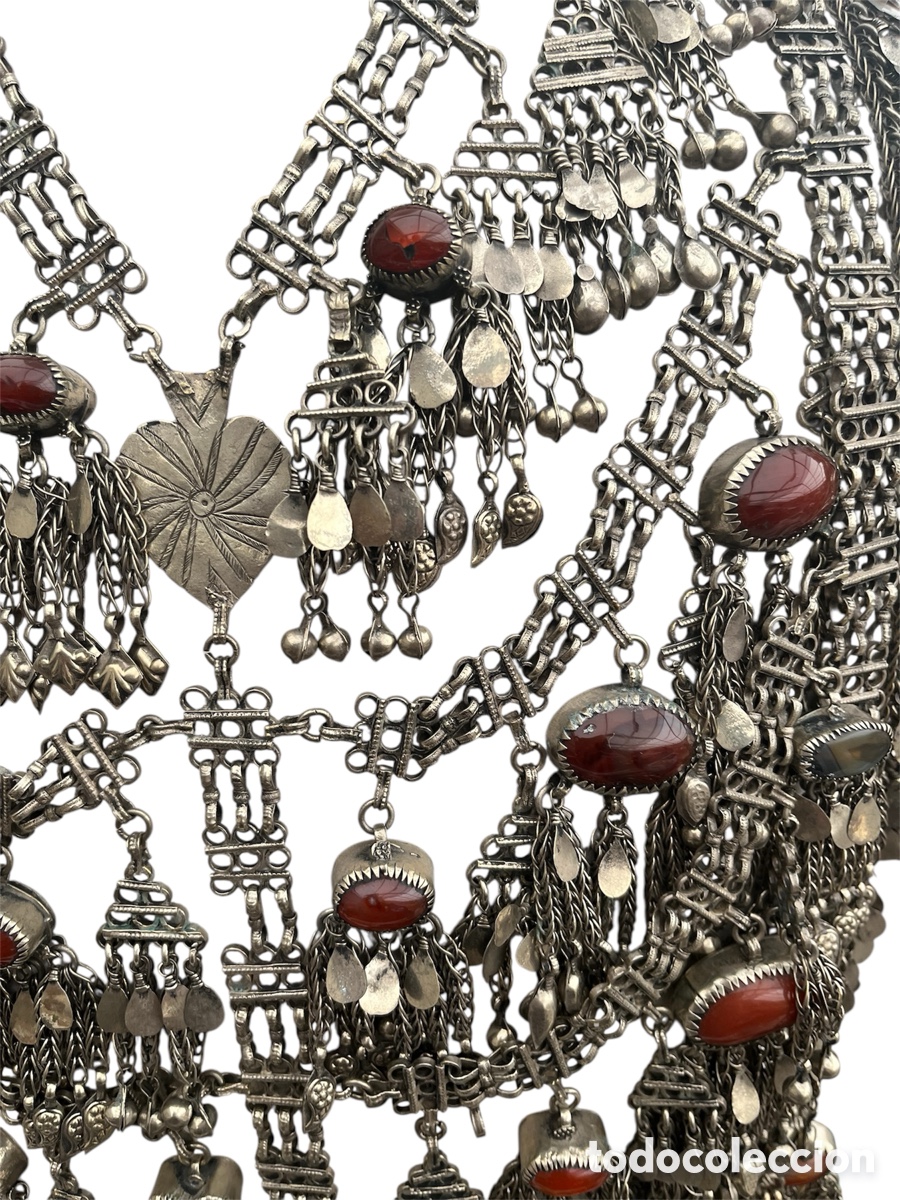 Antig&uuml;edades: Collar de plata baja, turmalina y &aacute;gata. - Foto 4