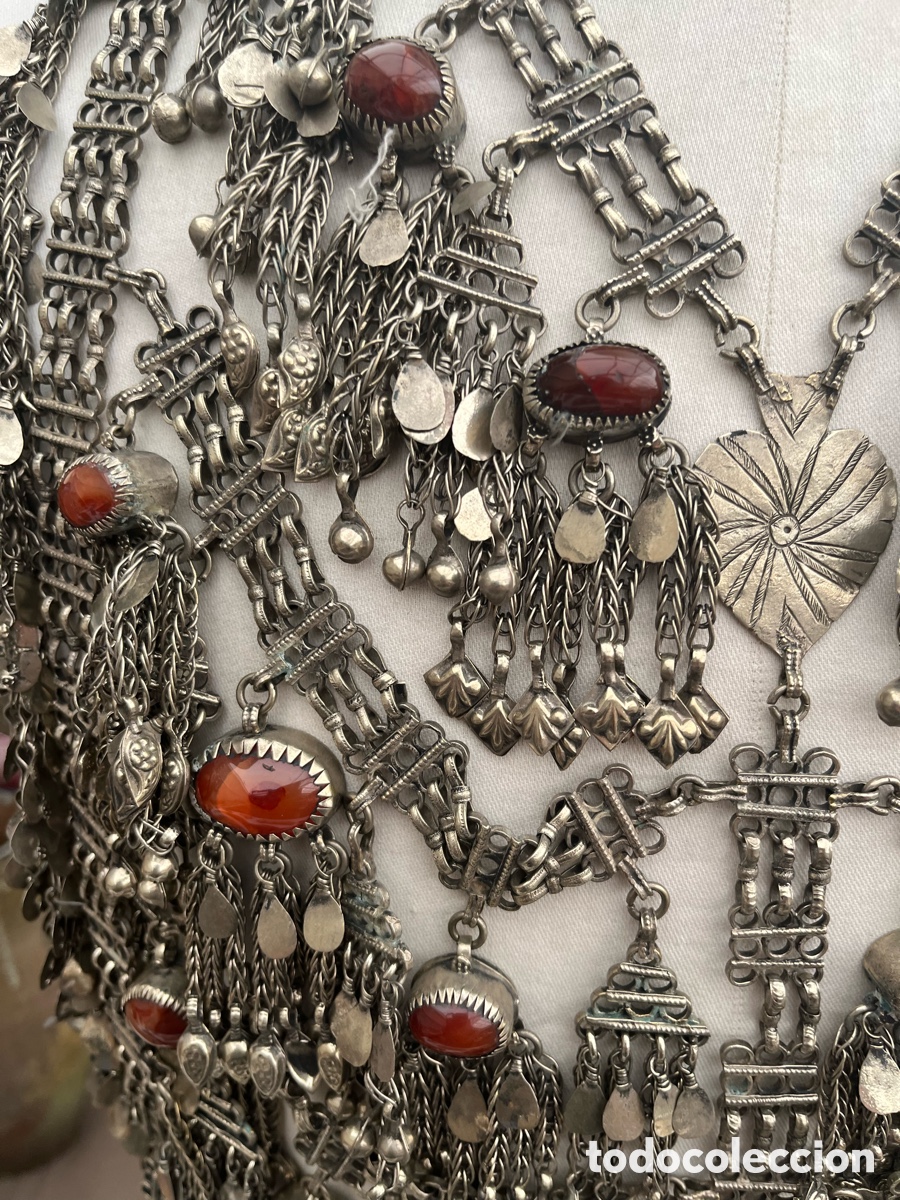Antig&uuml;edades: Collar de plata baja, turmalina y &aacute;gata. - Foto 5