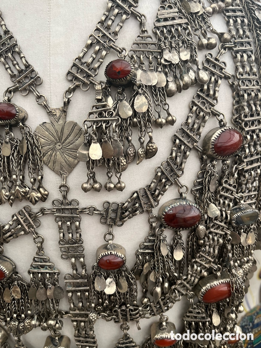 Antig&uuml;edades: Collar de plata baja, turmalina y &aacute;gata. - Foto 6