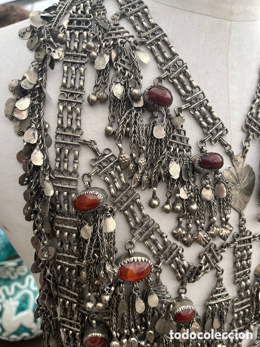 Antig&uuml;edades: Collar de plata baja, turmalina y &aacute;gata. - Foto 7