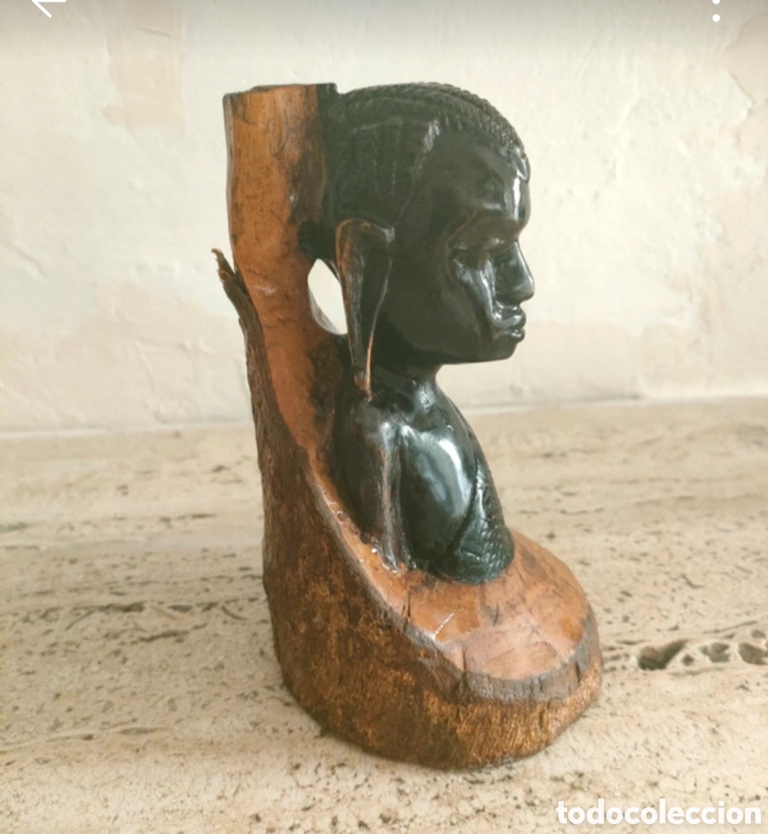 Antig&uuml;edades: Busto africano tallado en madera - Foto 2