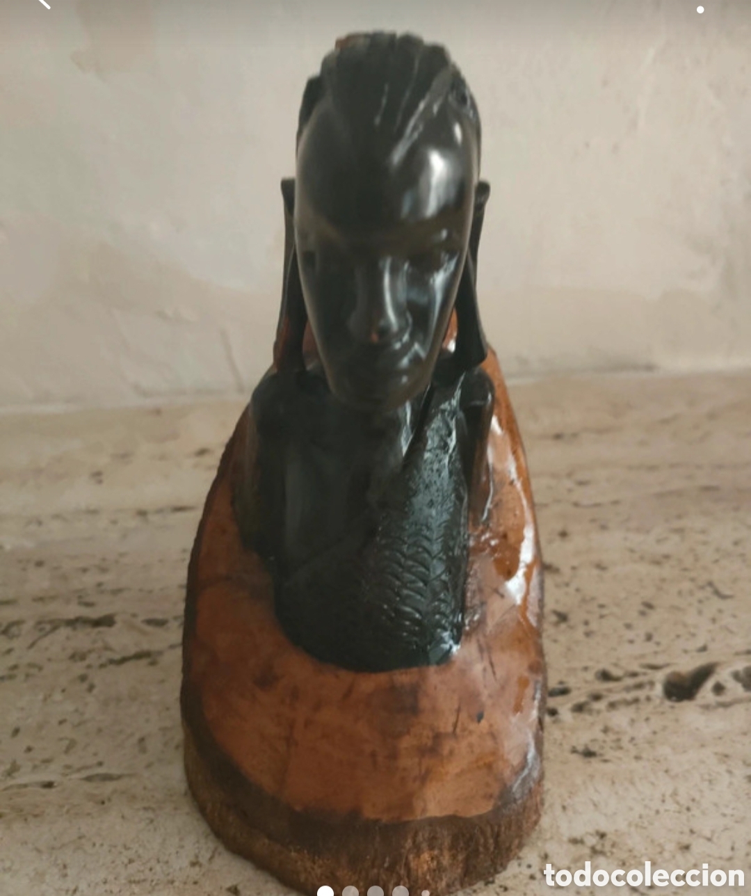 Antig&uuml;edades: Busto africano tallado en madera - Foto 1