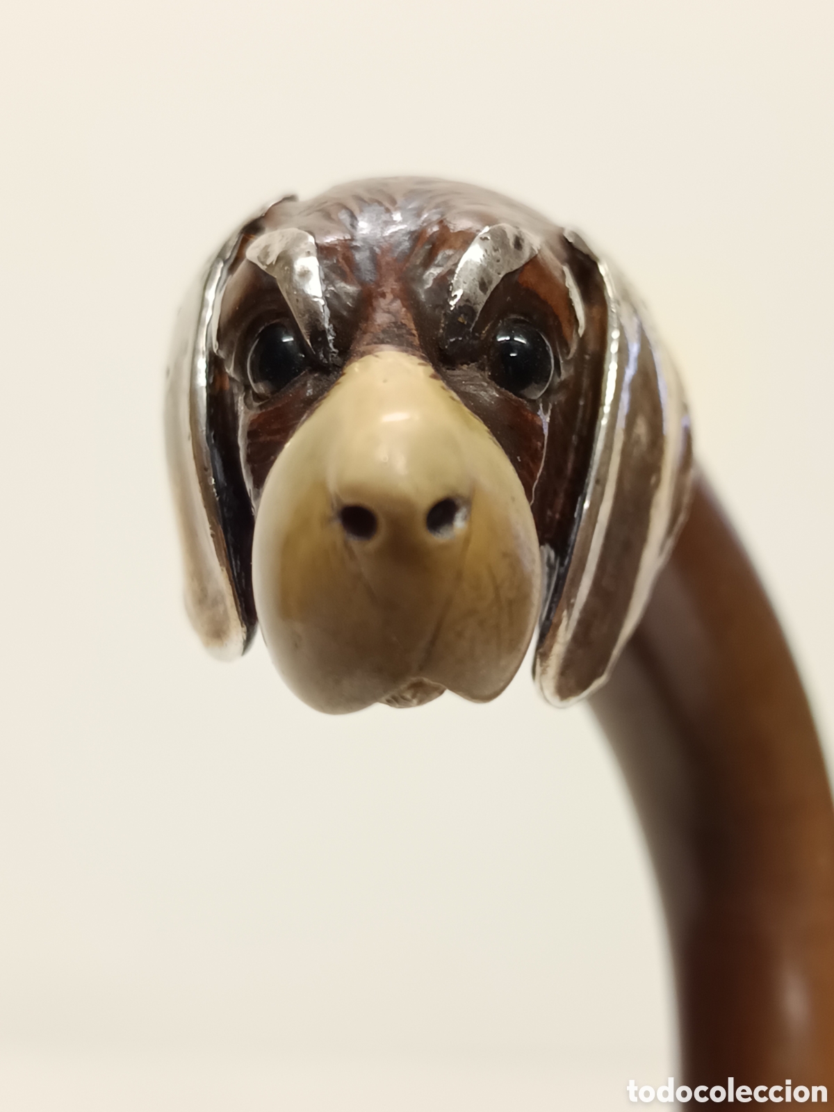 Antig&uuml;edades: Bast&oacute;n cabeza de perro plata malaca - Foto 1