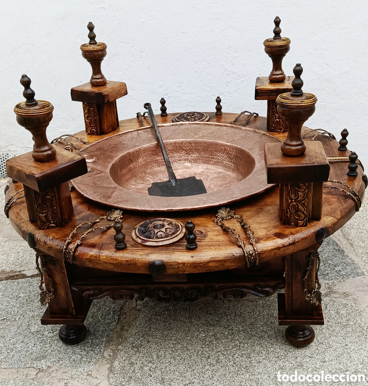 Antig&uuml;edades: Brasero,de madera,cobre y bronce - Foto 2