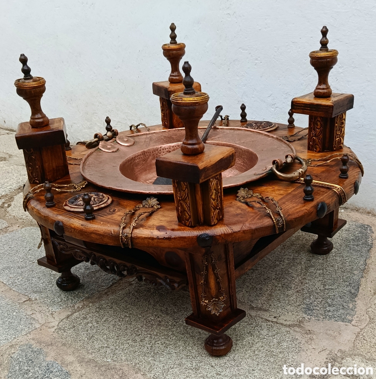 Antig&uuml;edades: Brasero,de madera,cobre y bronce - Foto 4